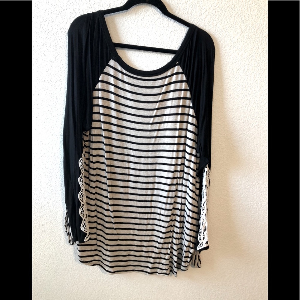 Cream and Black Long Blouse